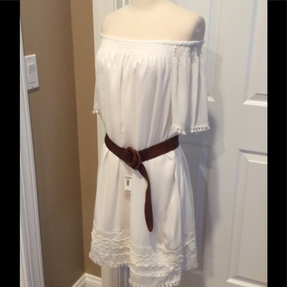Loft xs off the shoulder dress white SZ xs - Picture 2 of 7