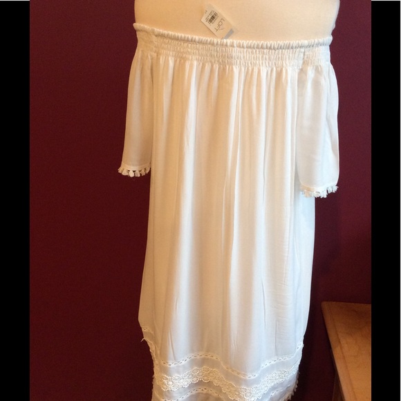 Loft xs off the shoulder dress white SZ xs - Picture 6 of 7