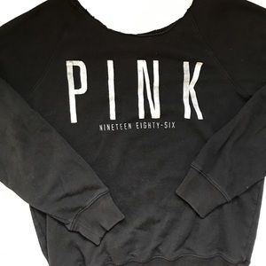 Victoria's Secret Pink Distressed Crew Sweatshirt