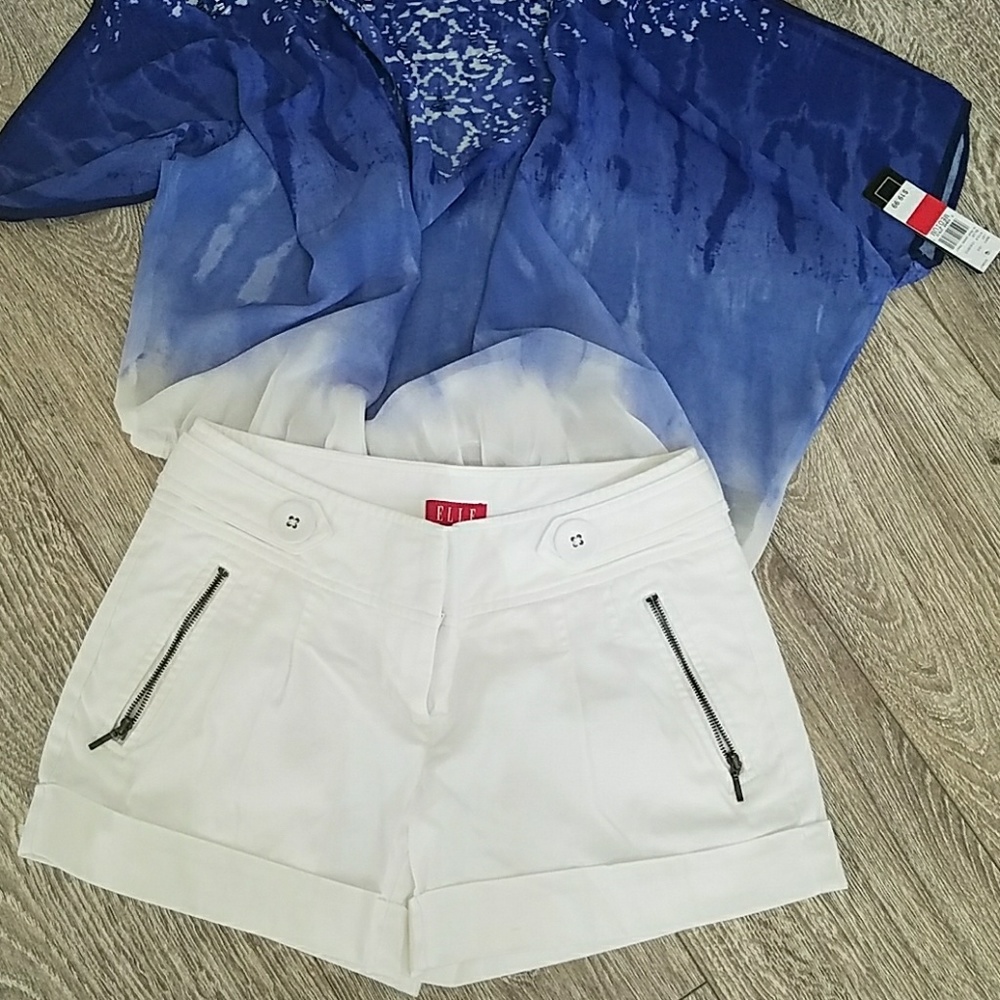 Elle white shorts w cuff