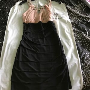 Short pink top black bottom prom/homecoming dress