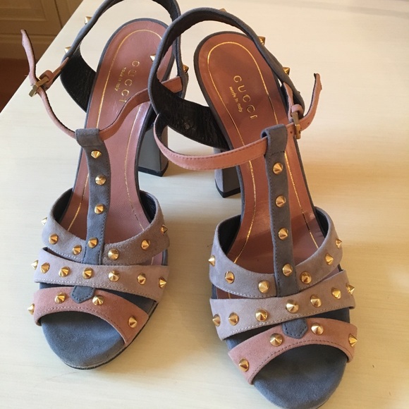 NWT Gucci Jacquelyne Studded Suede Sandals - Picture 3 of 4