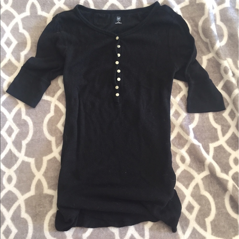 Gap 3/4 sleeve thermal Henley with buttons - sz L