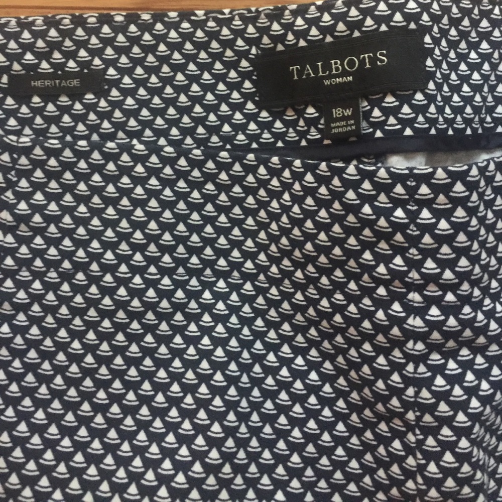 Talbots's Capri cropped pants navy sailboats 18 W