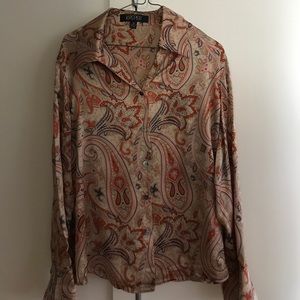 Kasper Silk button down blouse ; Size 14