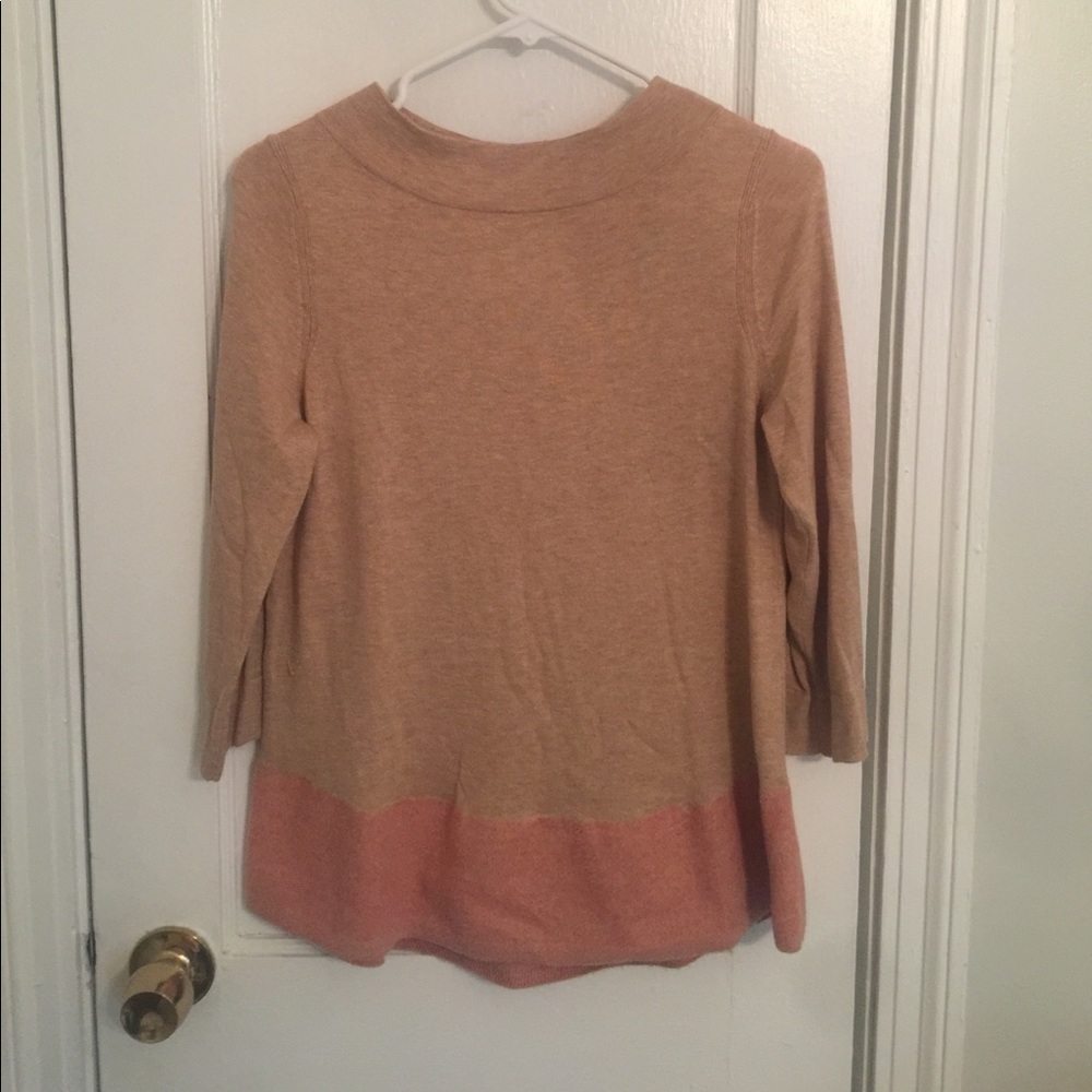 Tan and pink Anthropologie swing sweater