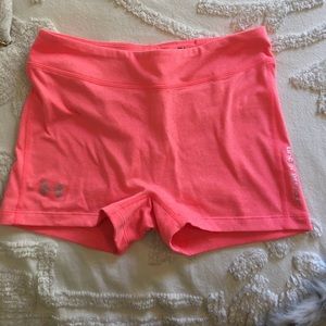 Salmon pink under armour spandex shorts