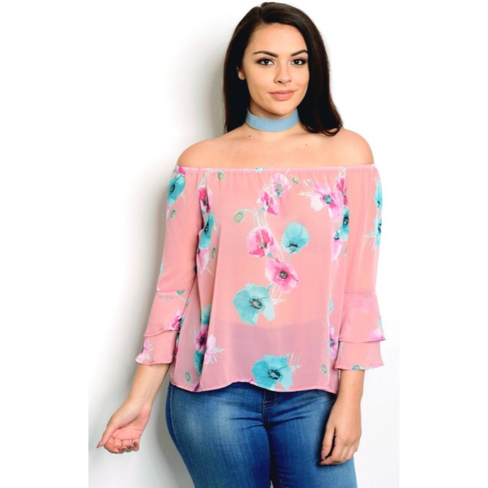 New Women's Off Floral Shoulder Blouse