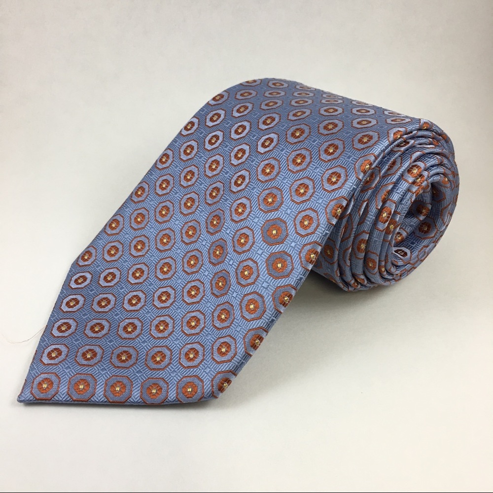 Beautiful Jones New York Tie Orange Light Blue Geo