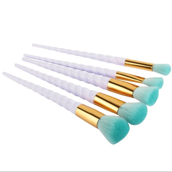 🦄🦄5 ᴘᴄs🦄🦄 Turquoise Unicorn Makeup Brush Set - Picture 2 of 7