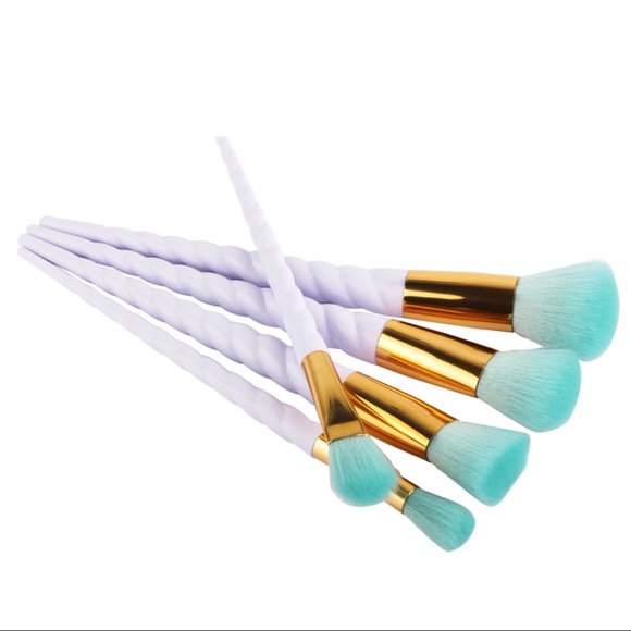 🦄🦄5 ᴘᴄs🦄🦄 Turquoise Unicorn Makeup Brush Set - Picture 3 of 7