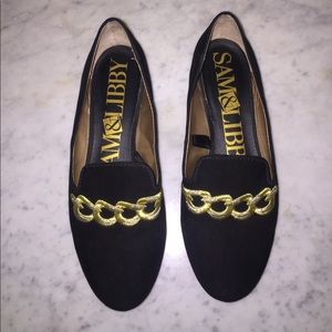 Black and Gold Sam and Libby loafers.