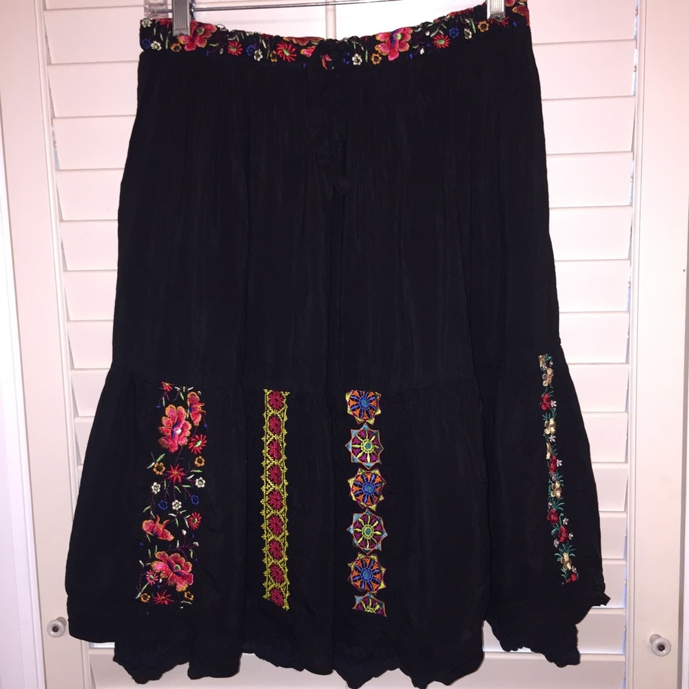 Johnny Was Embroidered Skirt