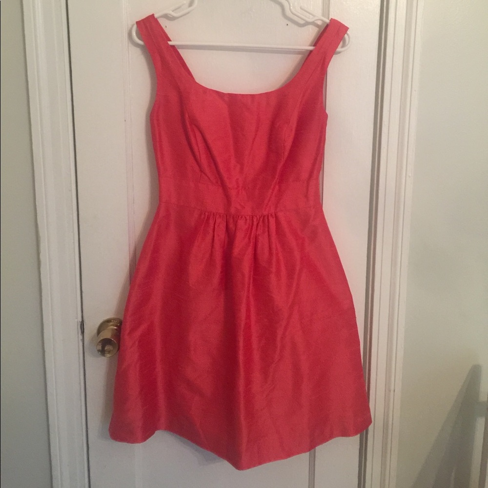 Salmon pink Lula Kate bridesmaid cocktail dress