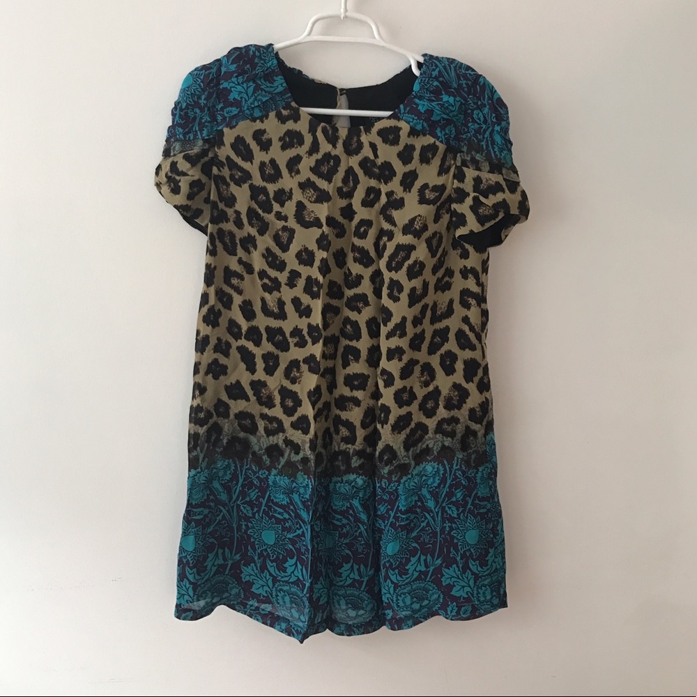 Topshop Cheetah and Floral Print Dress