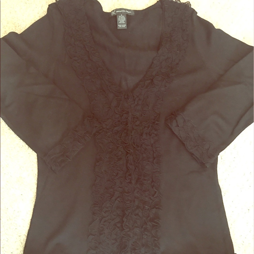 INC ruffle v-neck