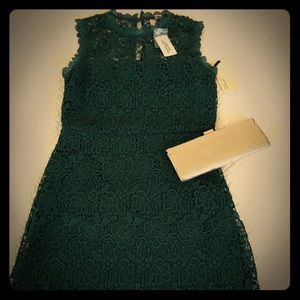 Emerald green forever 21 lace dress.