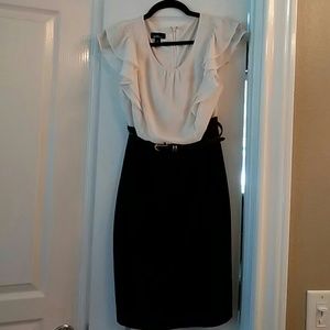 Black and cream cocktail dress