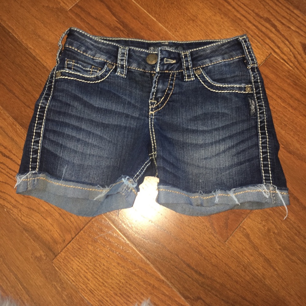 Silver jean shorts- women