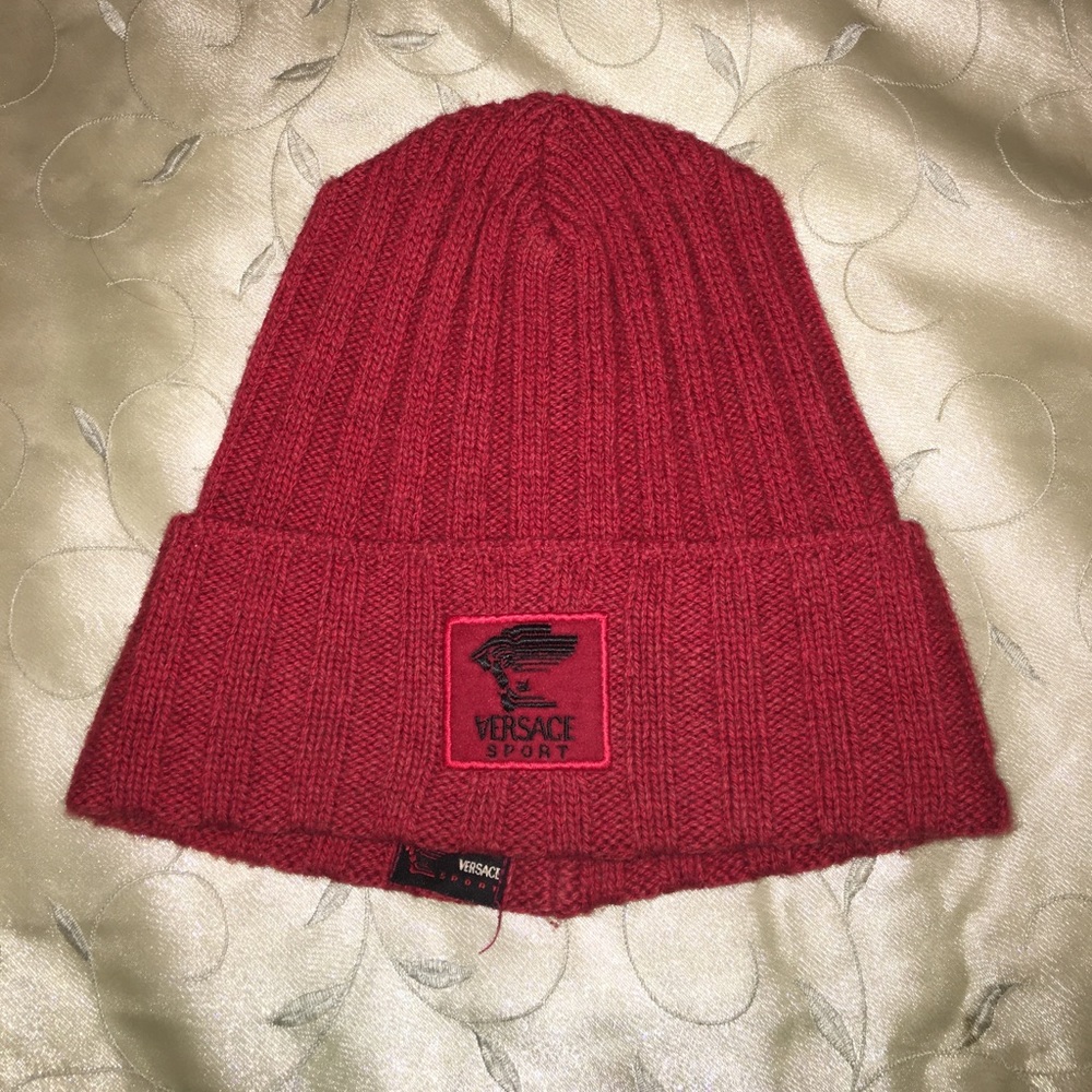 Versace beanie stocking cap in red