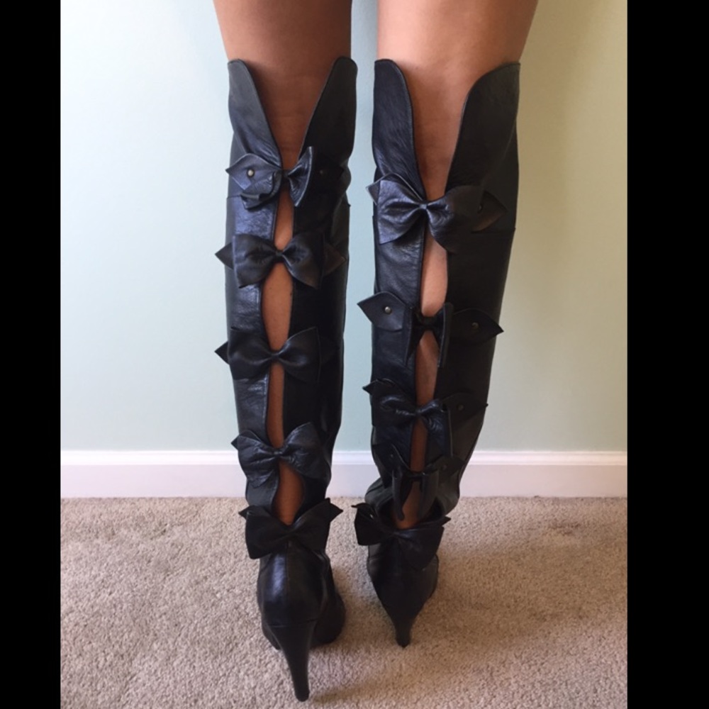 PLOMO Italian Leather Over the Knee Boots