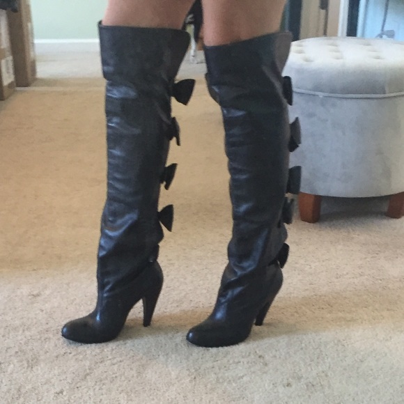 PLOMO Italian Leather Over the Knee Boots - Picture 2 of 6
