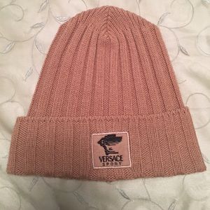 Versace beanie stocking cap in tan
