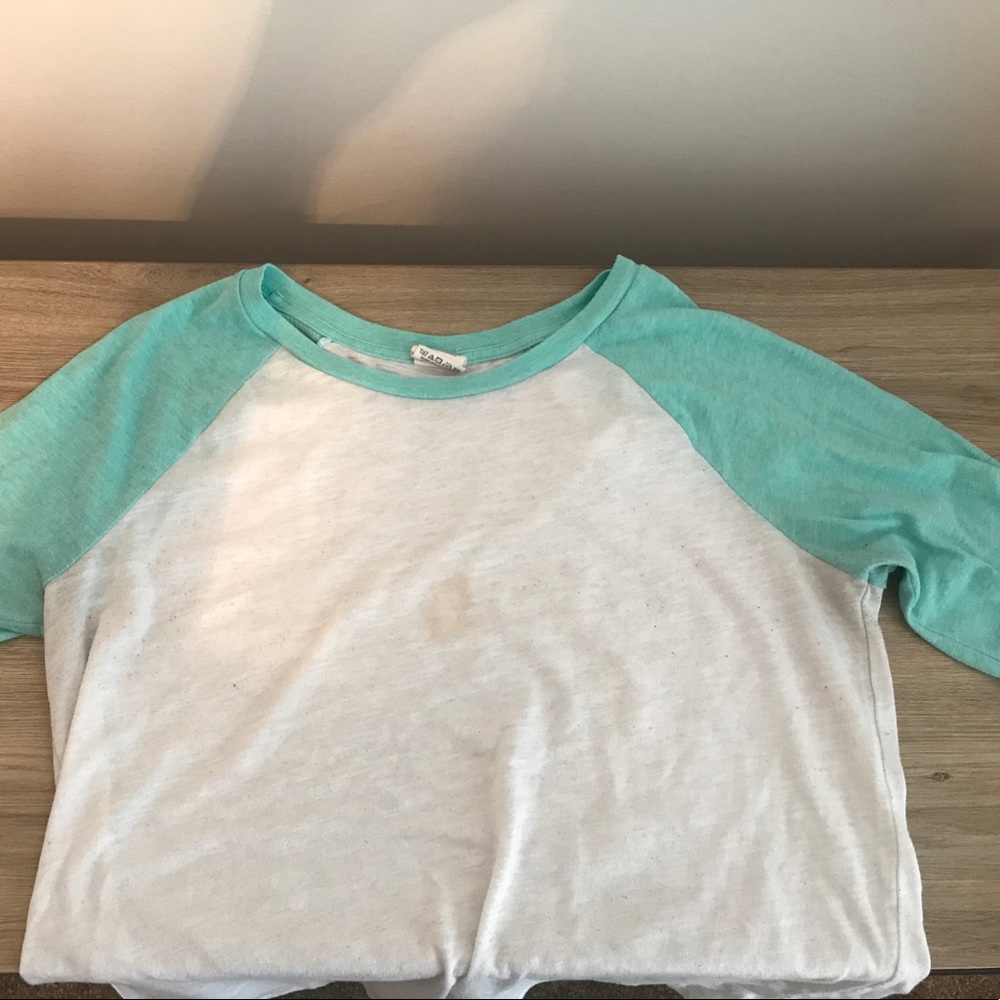 PINK mint and white long sleeve tee! Slight stain