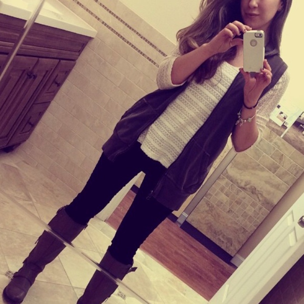 vintage gap brown hooded vest