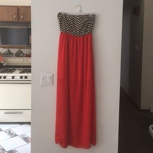 Coral and Chevron Windsor Maxi Dress