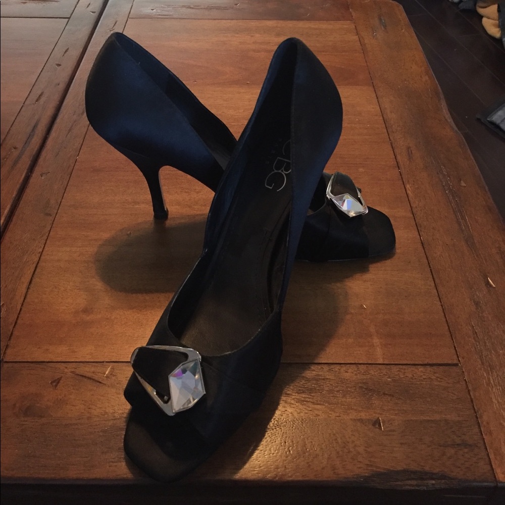 Bcbg black satin shoes