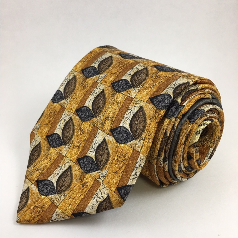 Ermenegildo Zegna Leaves Floral Silk Yellow