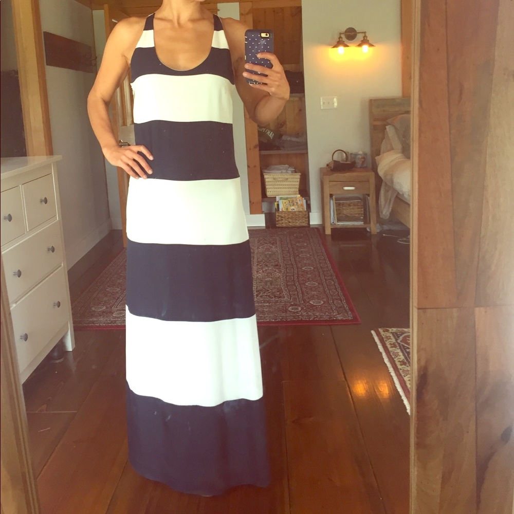 NWT Navy and white striped dressy maxi dress