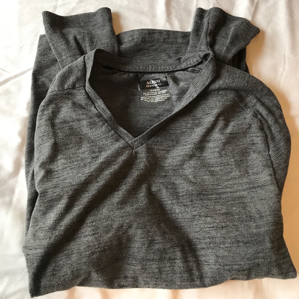 Charcoal grey Alfani men's v-neck shirt