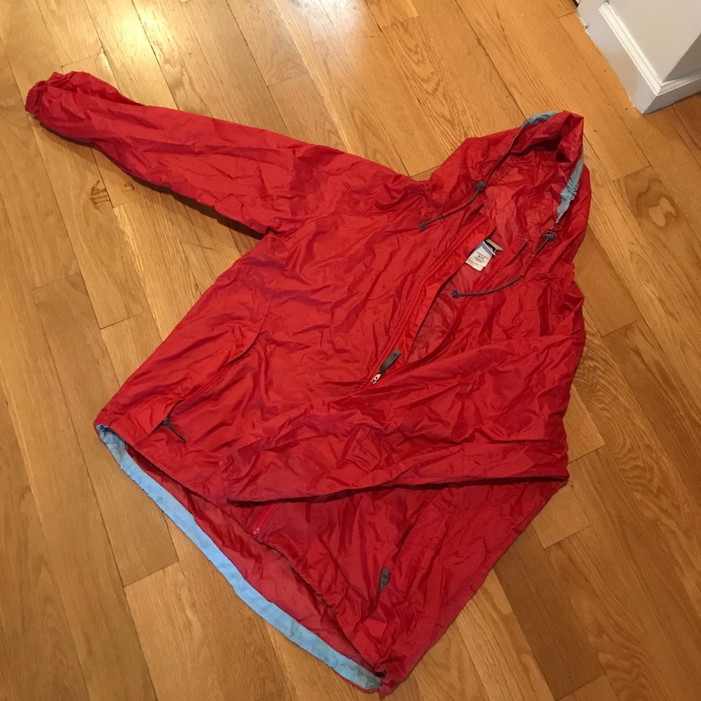 Red North face rain shell XL