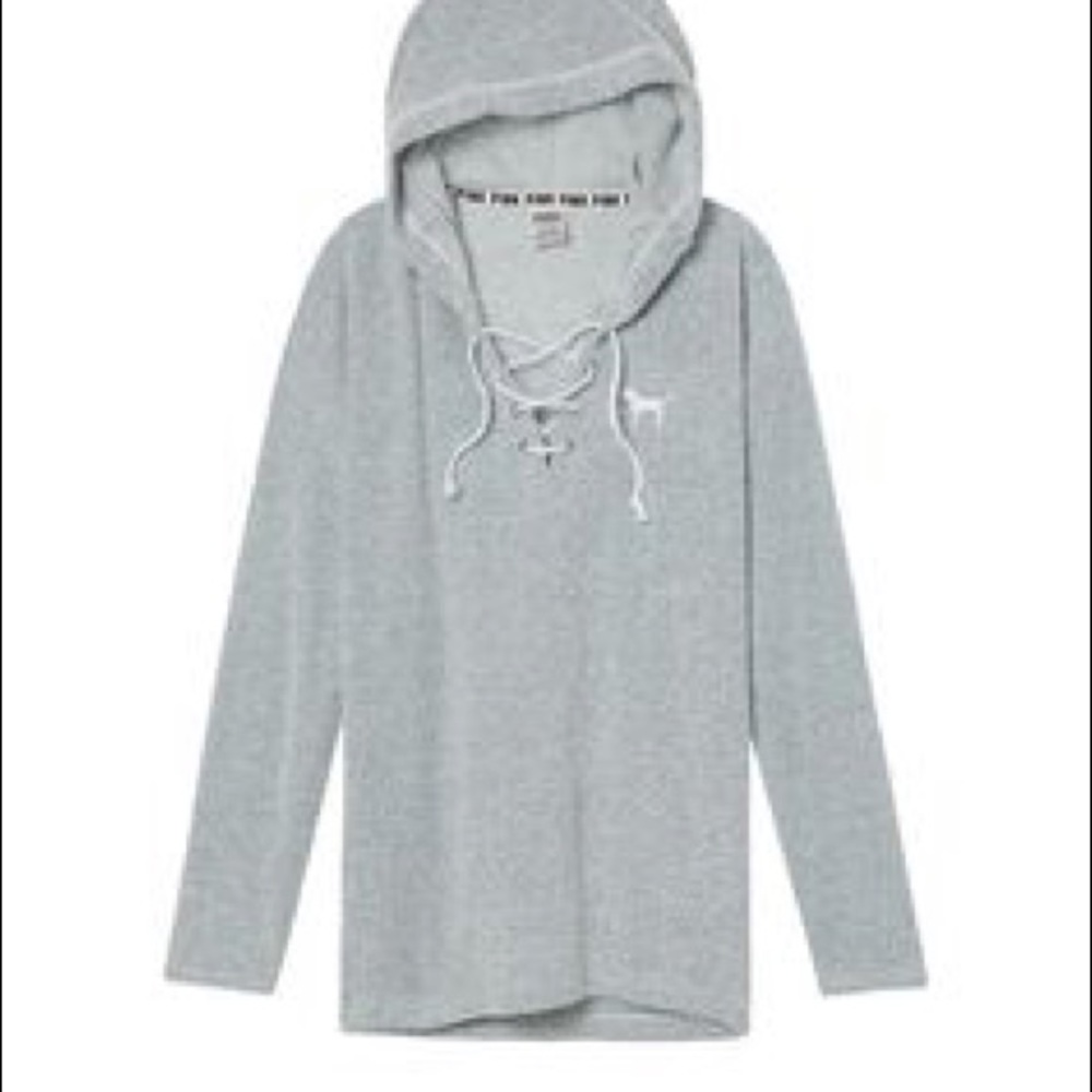 Vs terry cloth pullover lace up