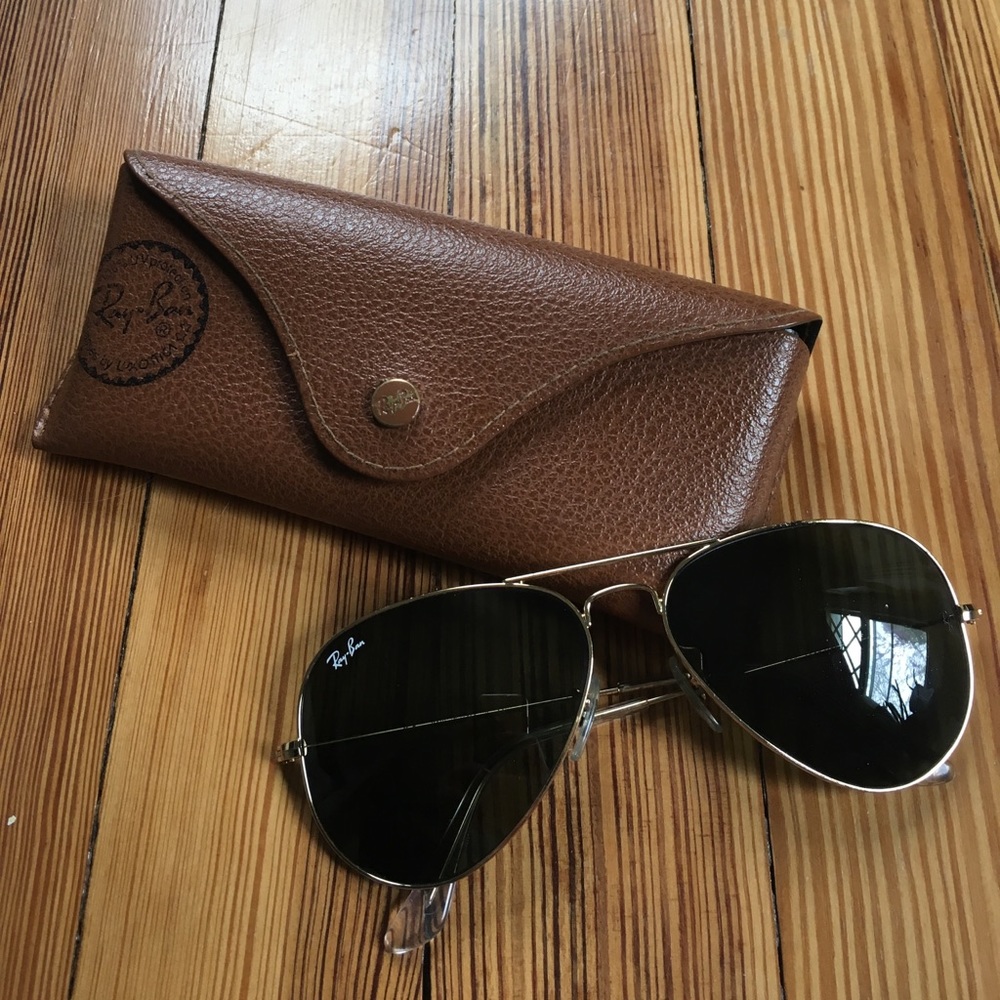 Authentic Ray Ban Aviator Gold Frame Green Lens