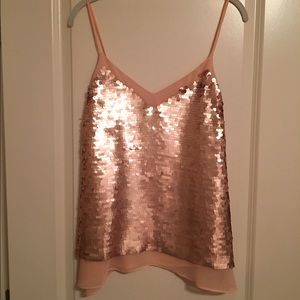 Anthropologie Rose Gold Sequin Top