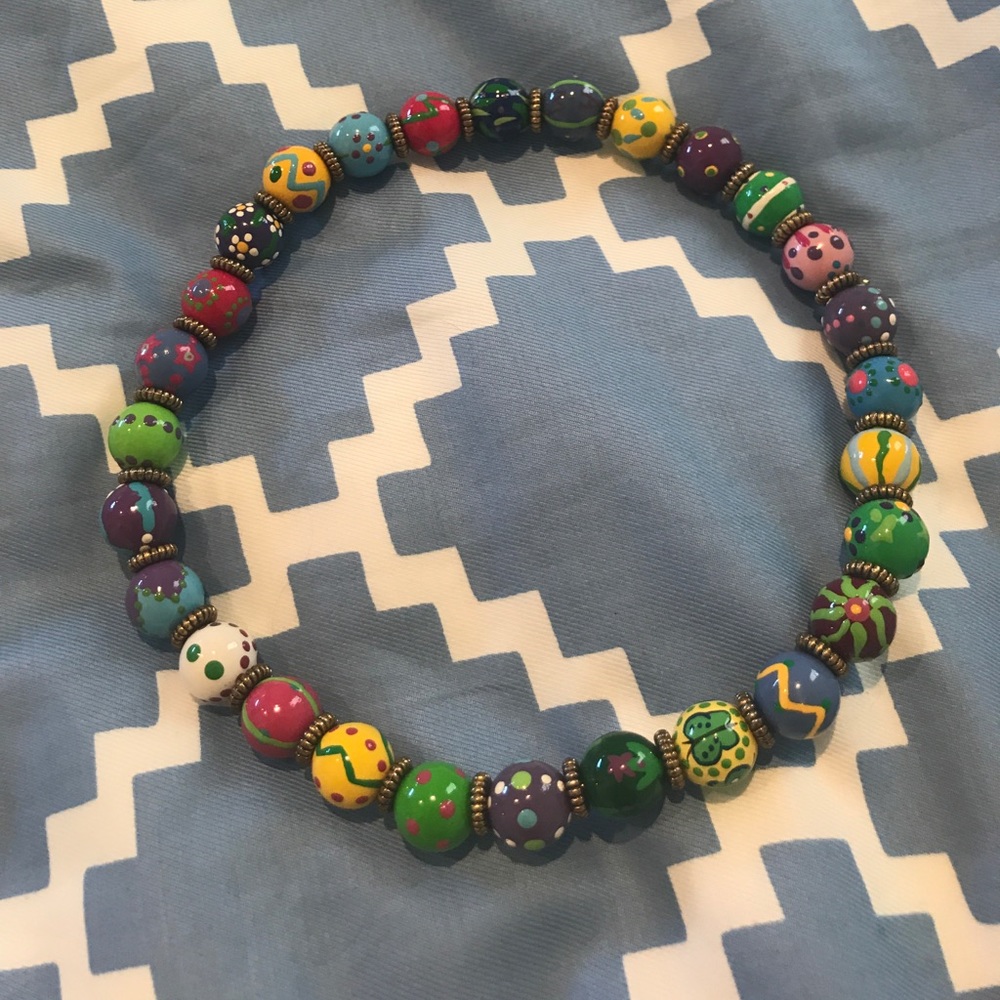 Hand painted beaded necklace