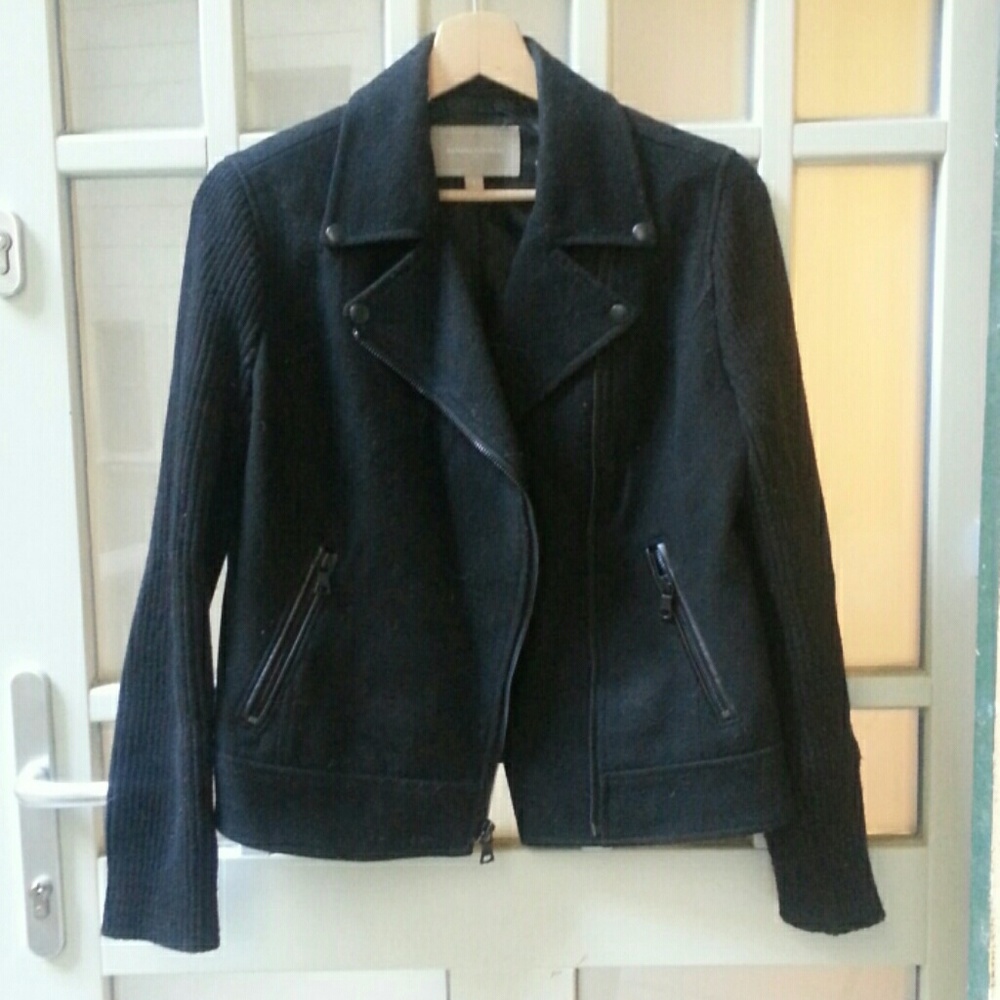 Wool and knit biker moto jacket