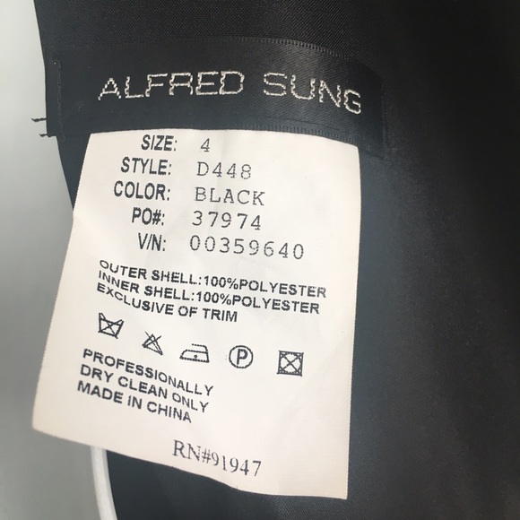 Alfred Sung Black Dress size 4 - Picture 5 of 5