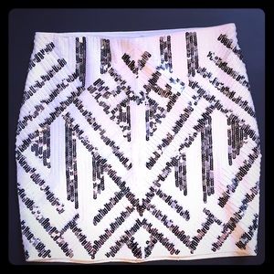 Express Aztec Sequin High Waist Skirt