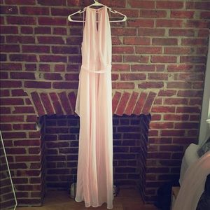 Amsale nouvelle bridesmaid dress in powder
