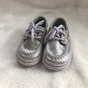 Silver Sequin Sperry Top-Sider Infant Size 3