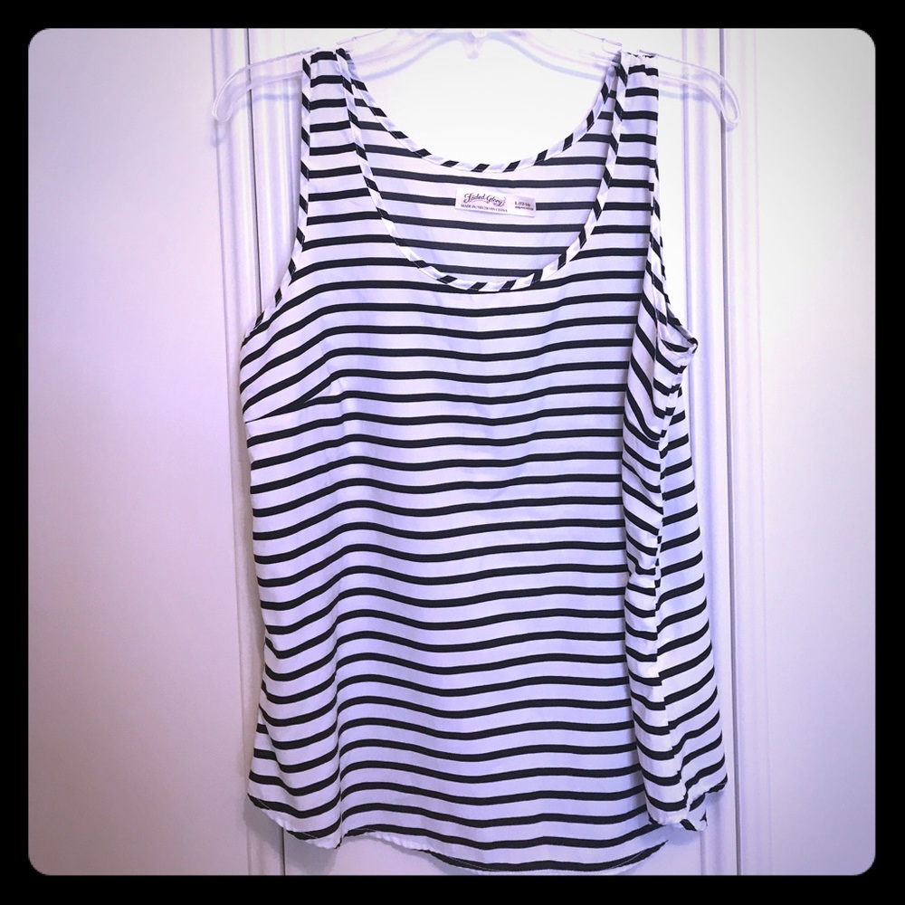 Black and white striped tank size large