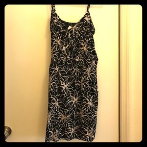 Aqua black and blush floral print sundress