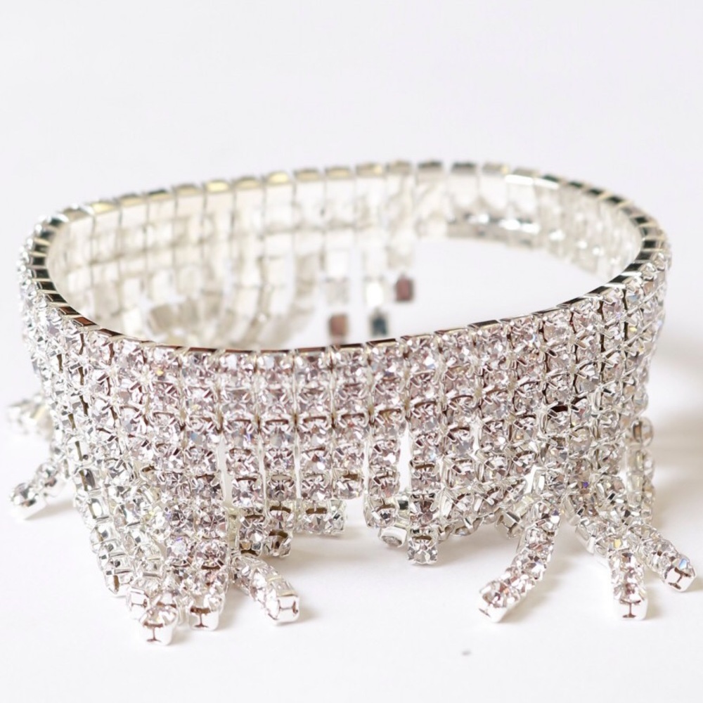 Silver sparkle draping crystal bracelet