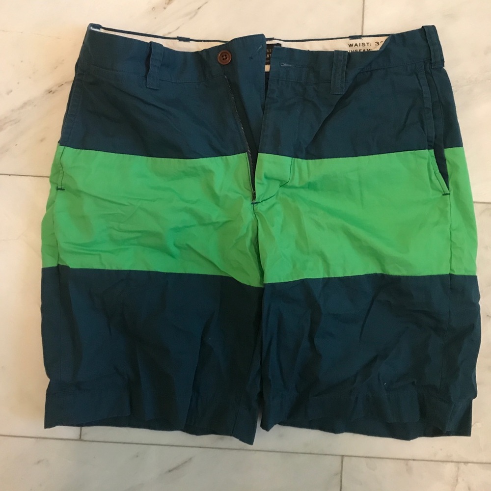Green Contrast J Crew Shorts