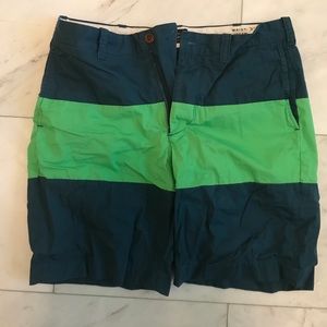 Green Contrast J Crew Shorts
