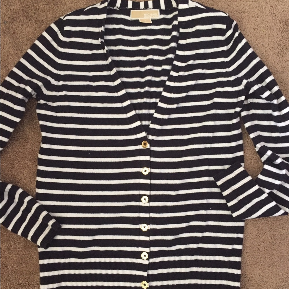 ✨Michael Kors Navy/White Stripped Cardigan✨